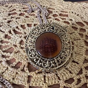 Vintage Gold and unicorn locket Pendant Necklace